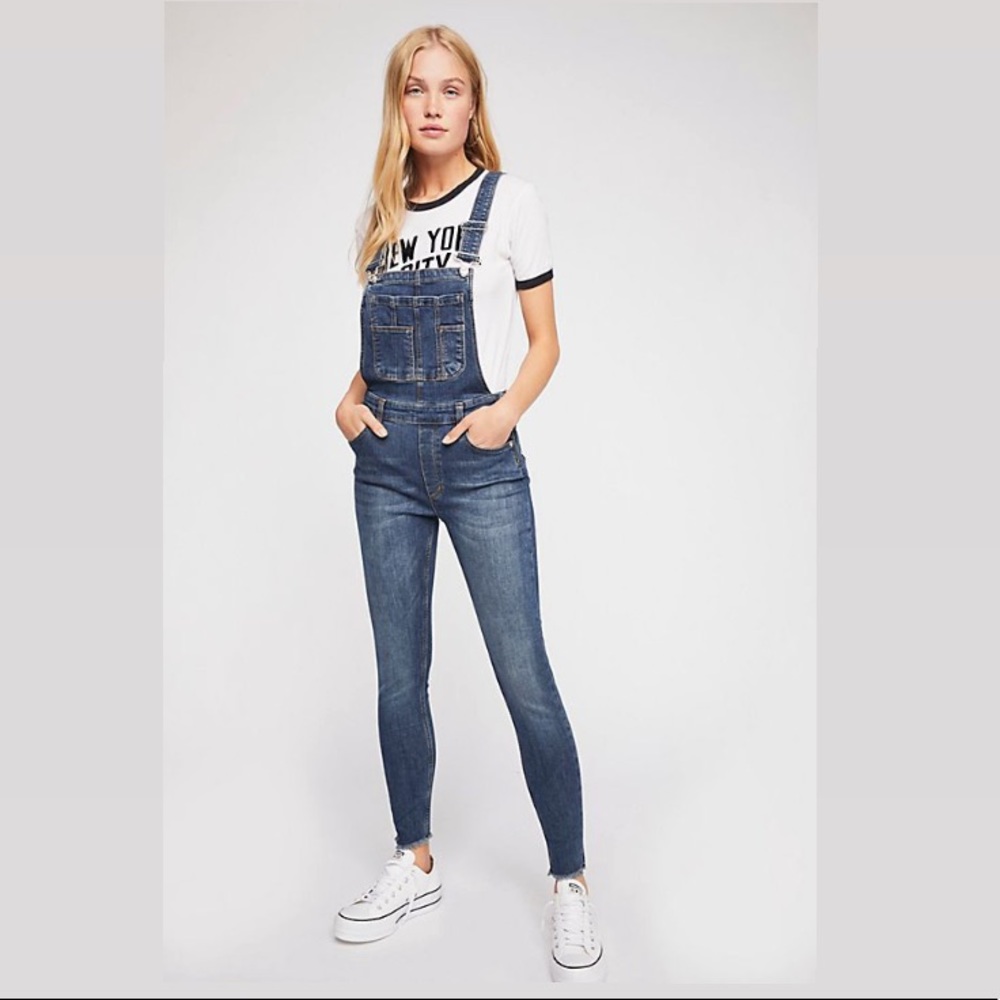 Free People Lexden skinny denim overalls